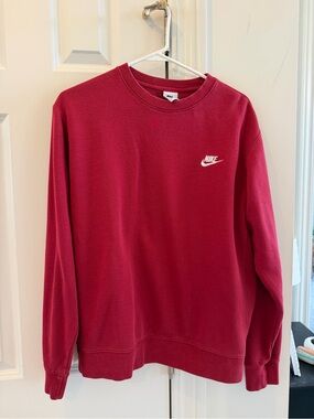 Nike Men's Crewneck Sweatshirt in Deep Red with White Swoosh